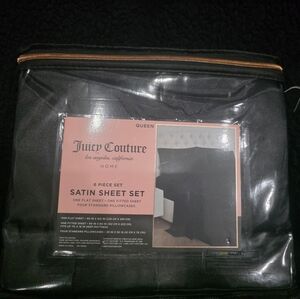 Juicy Couture Black 6 Piece Queen Satin Sheet Set